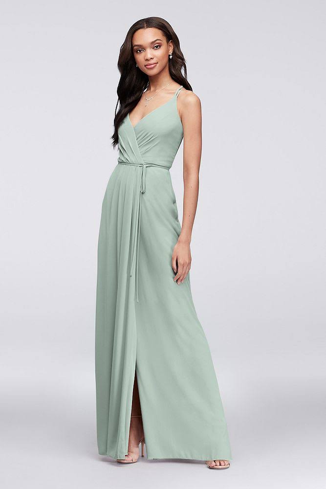 David s Bridal Double Strap Long Georgette Bridesmaid Wrap Bridesmaid Dress Scarlet Red 0 58.87